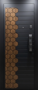 Входная дверь с составными панелями МДФ, скрытыми петлями и электронным замком